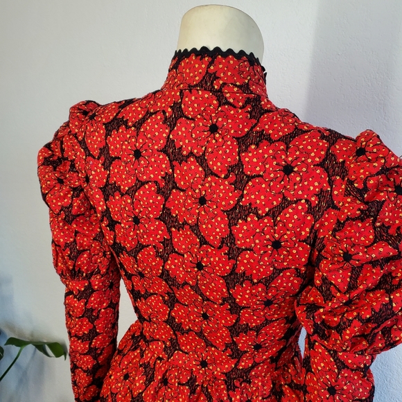 Vintage 70s Prairie Puff Sleeve 40s style Dress - Picture 9 of 10